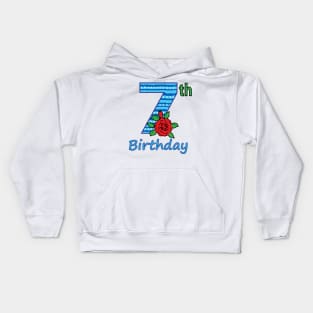 7th Floral - 7th Birthday - Flower - Floral - Birthday Party gift Kids Hoodie